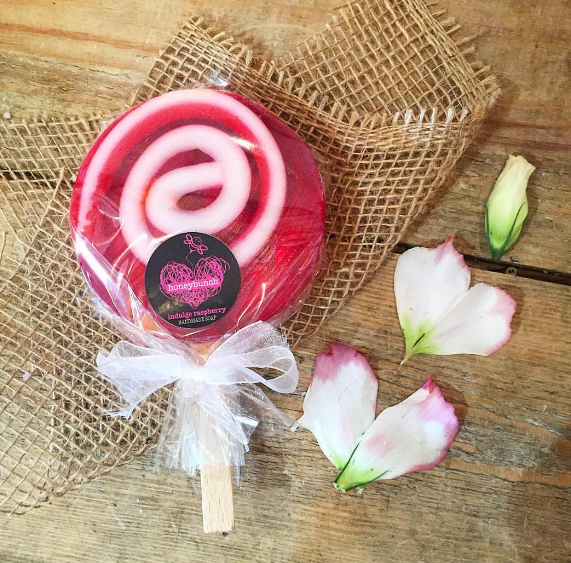 Indulge raspberry soapy lollipops