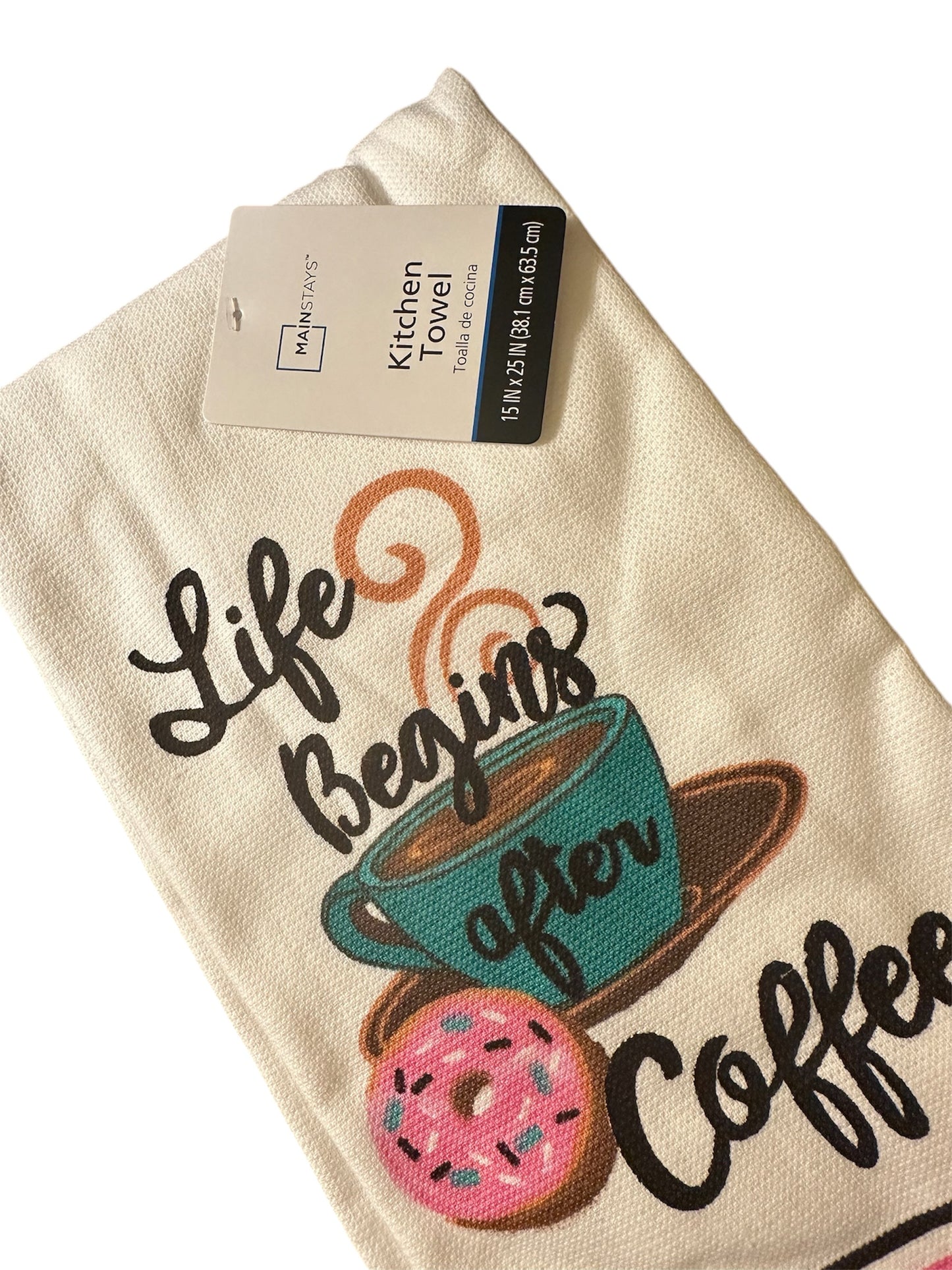 Life begins after coffee kitchen towel